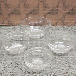 Bundle of 4 smaller Clear Glass serving bowls.2 cups, 1 cup, 1/2 cup.